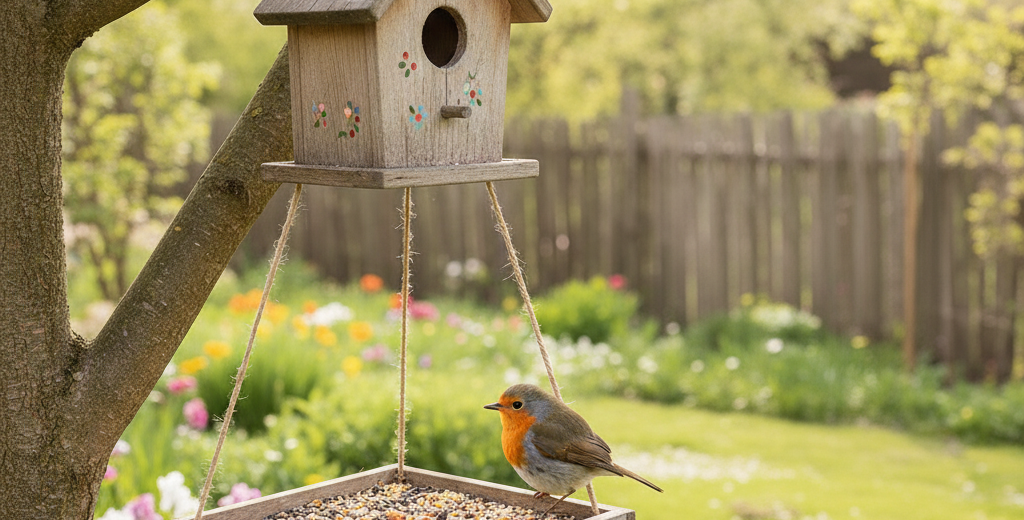 Ptačí budky, hmyzí domečky, přírodní obrazy a potrava do krmítek